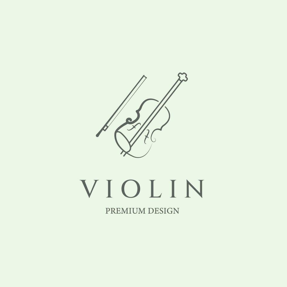 violon logo ligne art icône minimaliste illustration conception vecteur