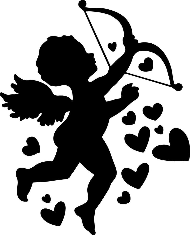 Cupidon avec arc et cœur vecteur pour Valentin journée