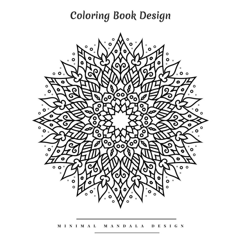 minimal mandala coloration page avec inspiré de la nature éléments vecteur