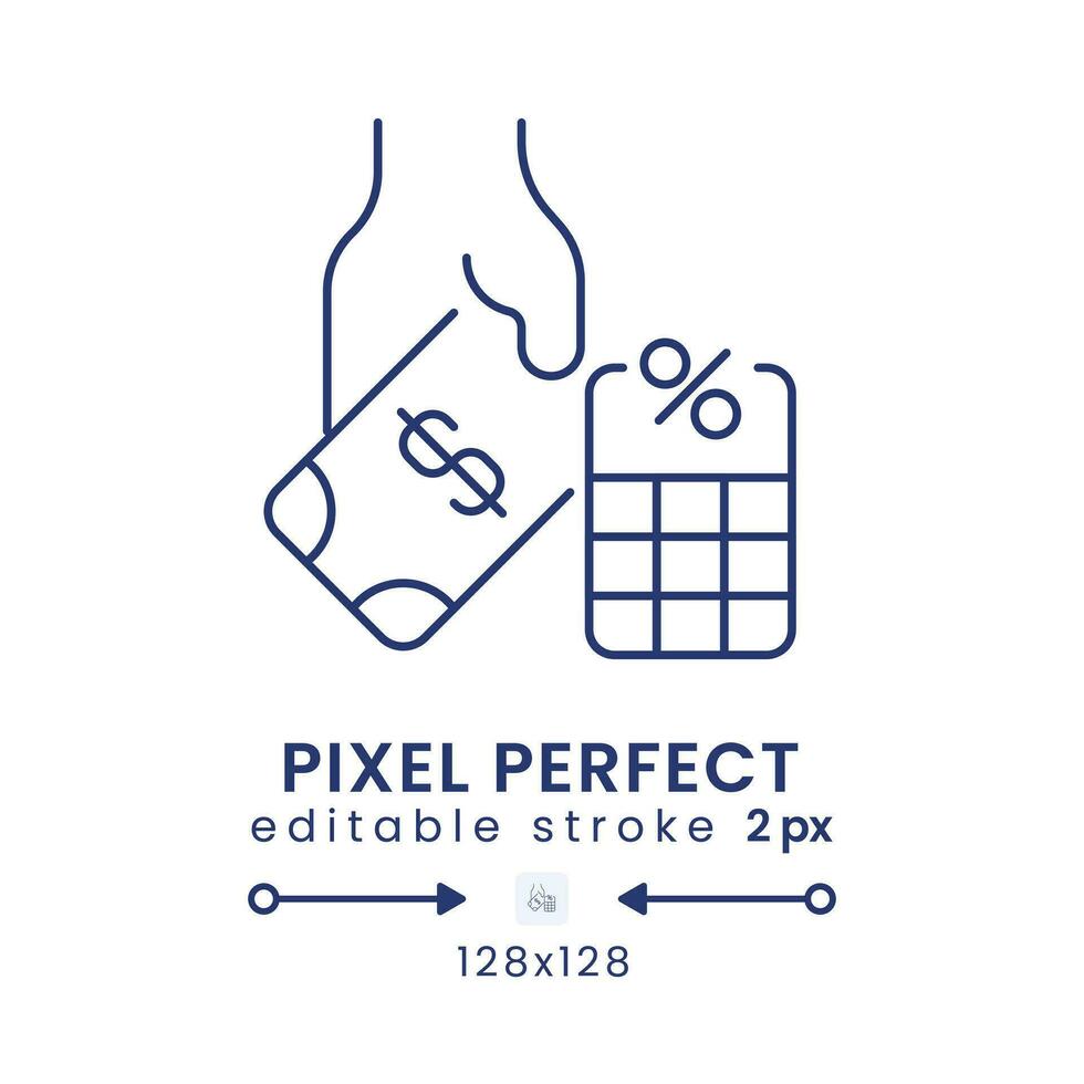 paie impôt linéaire bureau icône. employé déductions. un salaire dépenses. personnel revenu. pixel parfait 128x128, contour 2px. interface graphique, ux conception. isolé utilisateur interface élément pour site Internet. modifiable accident vasculaire cérébral vecteur