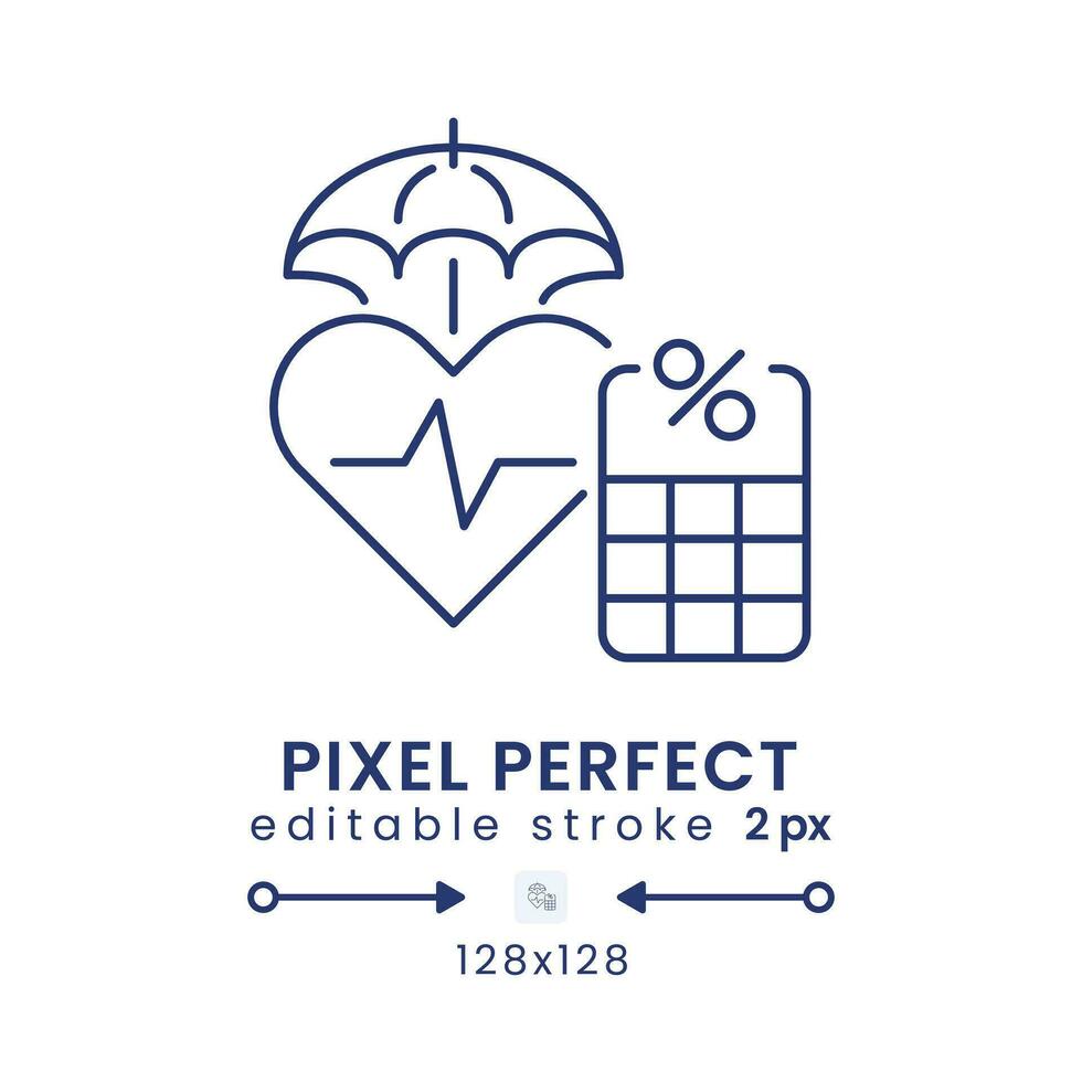 assurance-maladie impôt linéaire bureau icône. Publique santé assurance. soins de santé contributions. pixel parfait 128x128, contour 2px. interface graphique, ux conception. isolé utilisateur interface élément pour site Internet. modifiable accident vasculaire cérébral vecteur