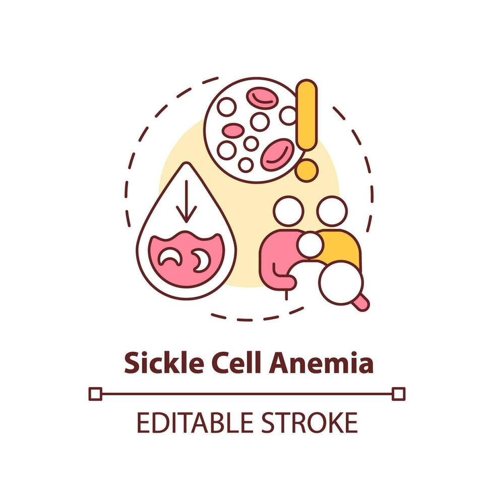 faucille cellule anémie concept icône. du sang désordre. héréditaire maladie abstrait idée mince ligne illustration. isolé contour dessin. modifiable accident vasculaire cérébral vecteur