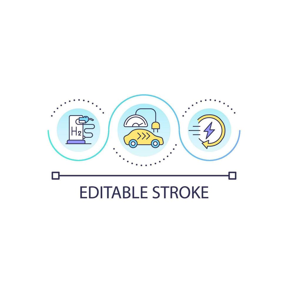 hydrogène alimenté mise en charge station boucle concept icône. alternative énergie. hydrogène alimenté voiture avantage abstrait idée mince ligne illustration. isolé contour dessin. modifiable accident vasculaire cérébral vecteur