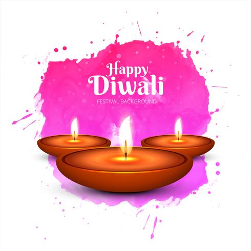 Joyeux diwali diya fond de carte festival huile lampe vecteur