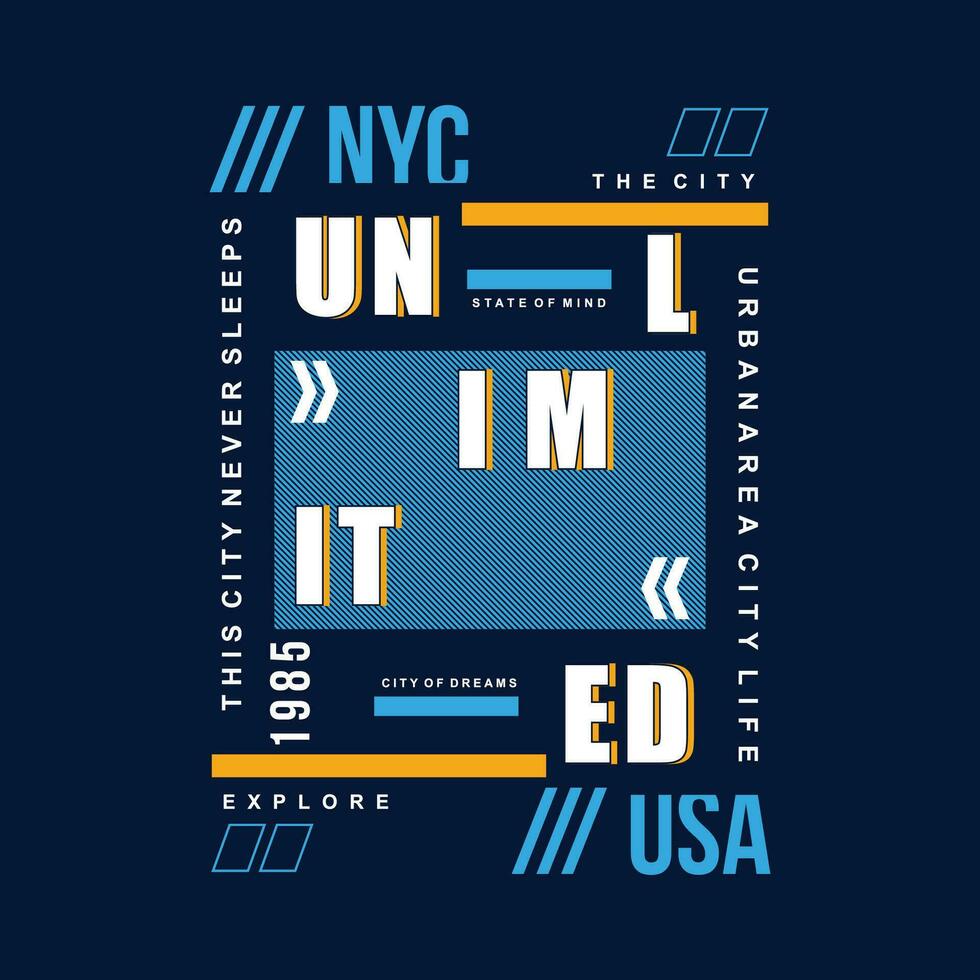 illimité nyc Etats-Unis graphique conception, typographie vecteur illustration, moderne style, pour impression t chemise