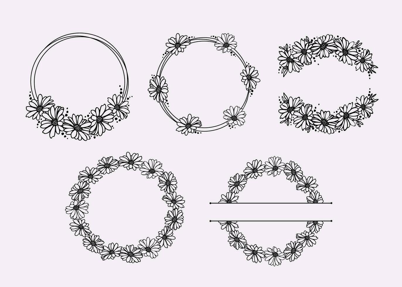 Marguerite couronne ensemble pour conception carte ou inviter vecteur