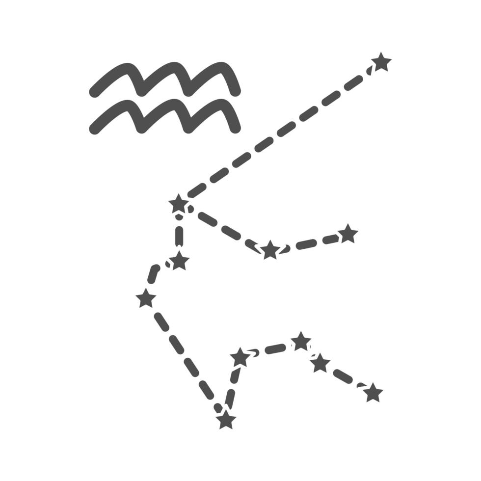 icône de style de ligne astrologique constellation aquarium zodiaque vecteur