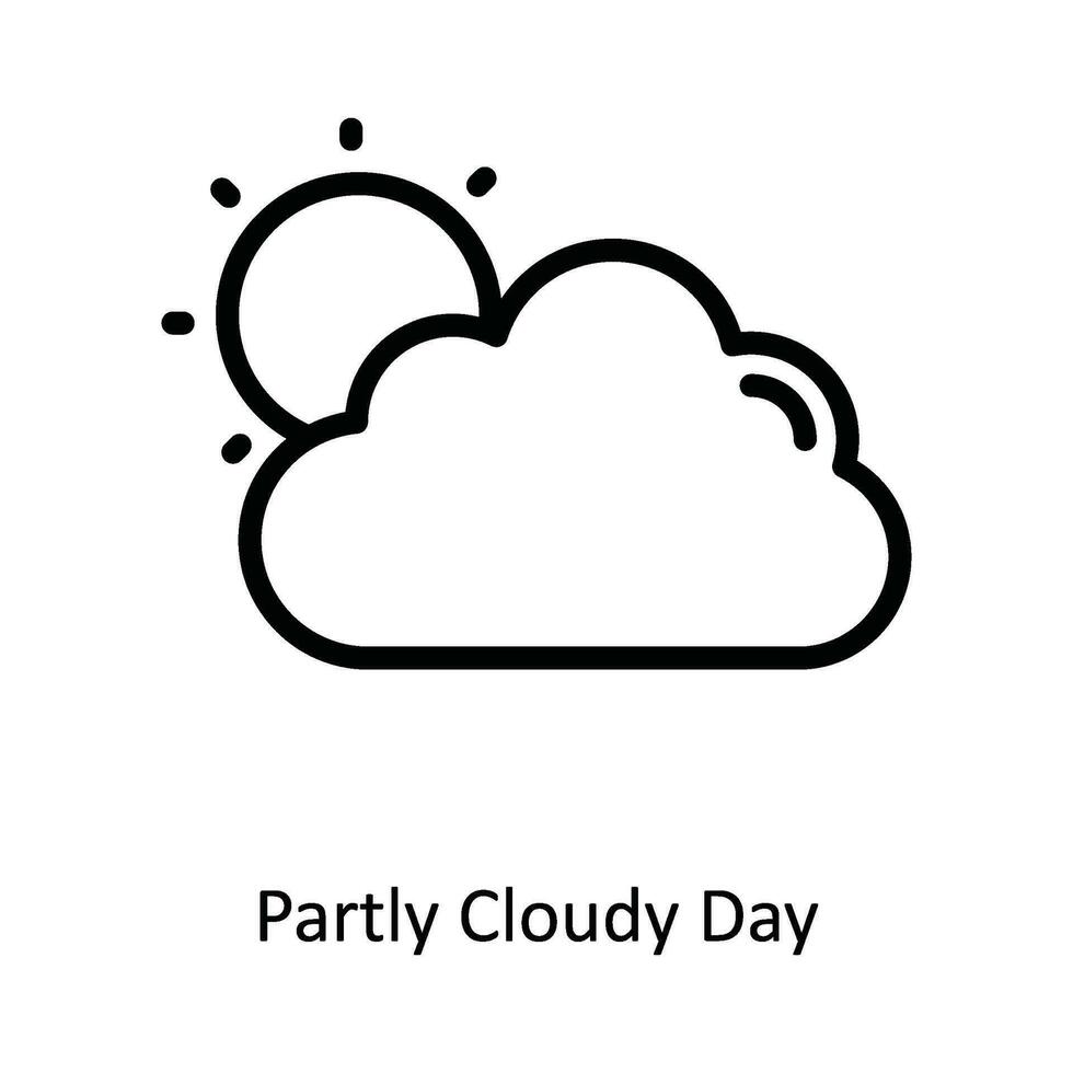 partiellement nuageux journée vecteur contour icône conception illustration. la nature et écologie symbole sur blanc Contexte eps dix fichier