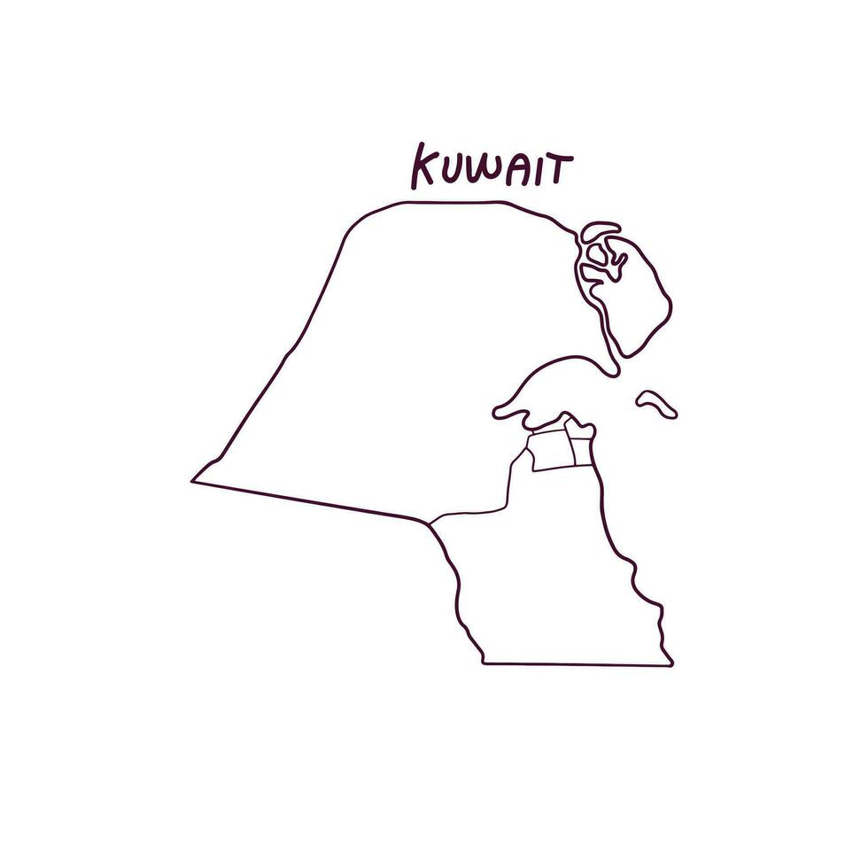 main tiré griffonnage carte de Koweit. vecteur illustration