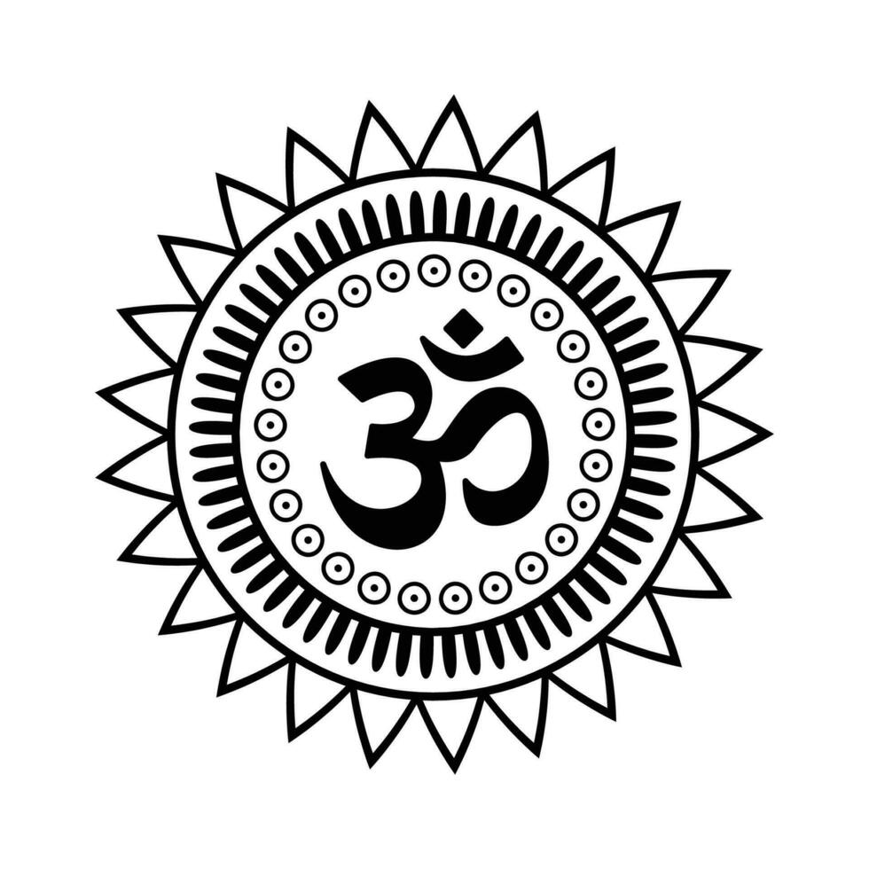 symbole om hindou avec mandala vecteur