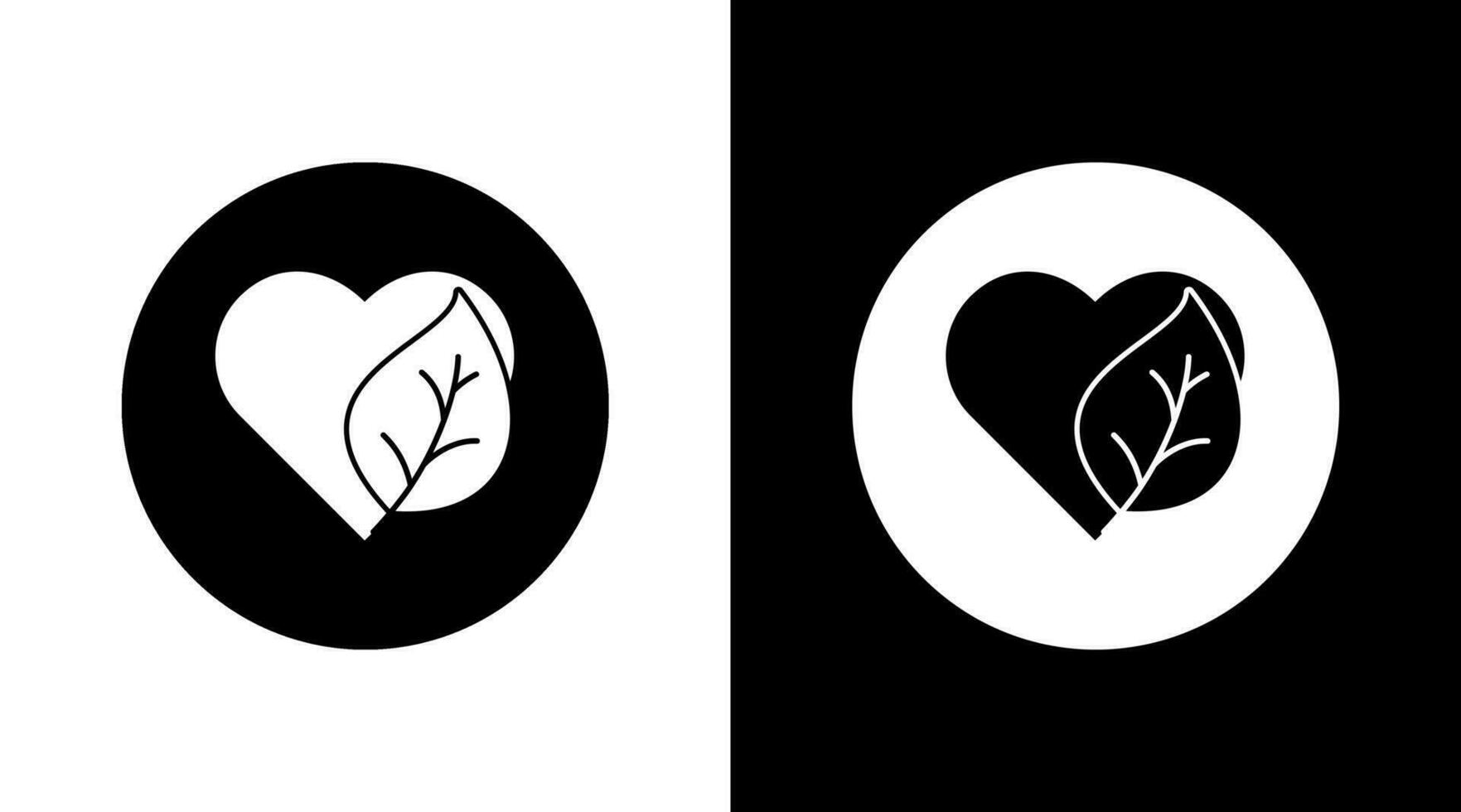 l'amour vert éco icône conception noir et blanc vecteur