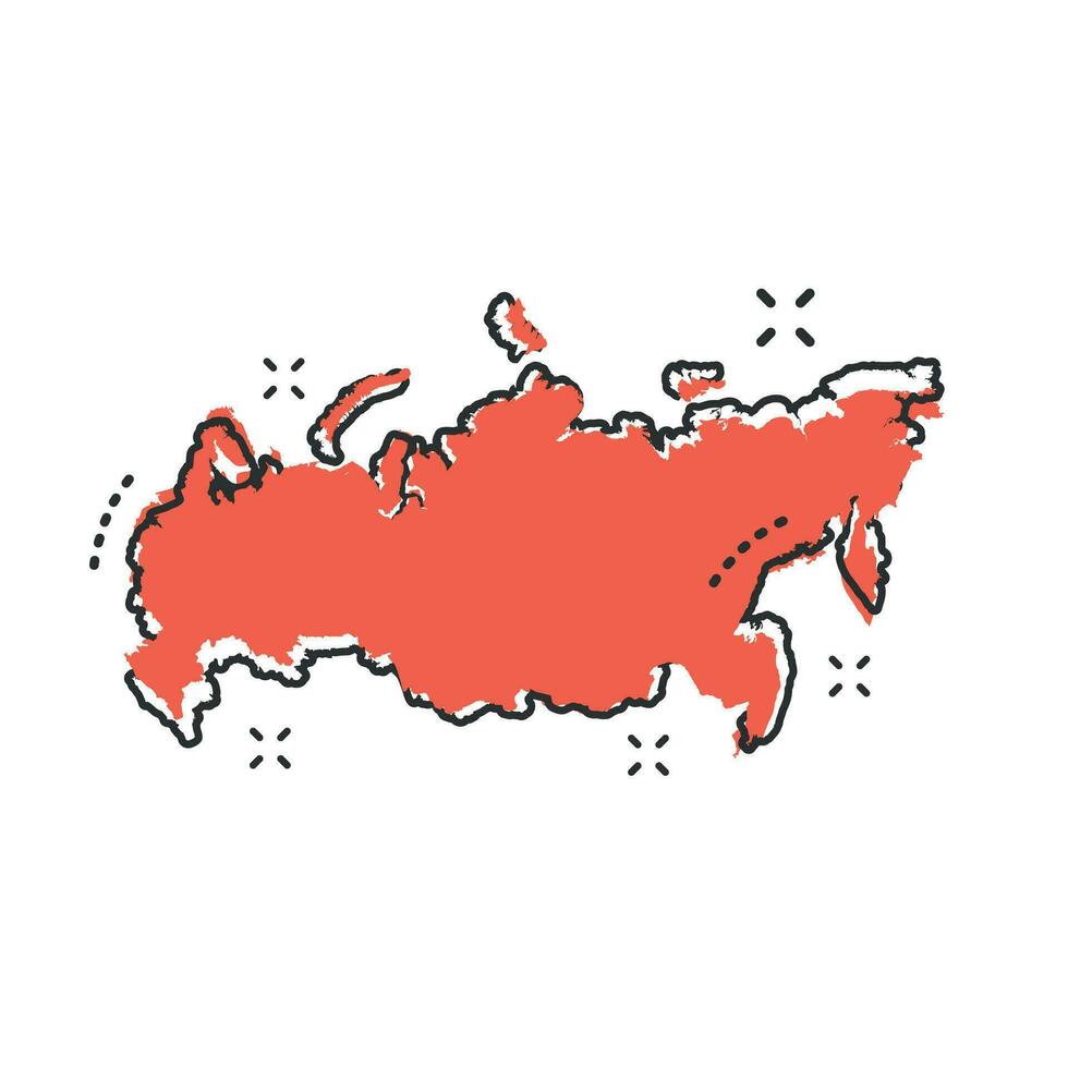 dessin animé Russie carte icône dans bande dessinée style. russe fédération illustration pictogramme. pays la géographie signe éclaboussure affaires concept. vecteur