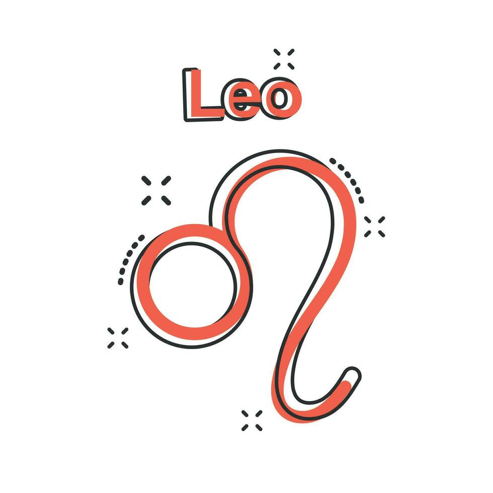 icône du zodiaque Lion de dessin animé vectoriel dans le style comique. pictogramme d'illustration de signe d'astrologie. concept d'effet d'éclaboussure d'entreprise horoscope leo.