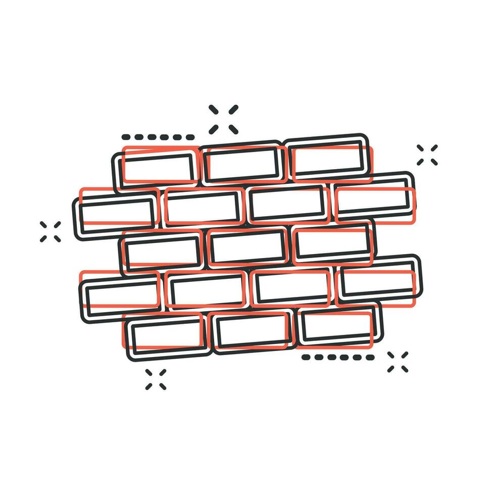 icône de brique de mur de dessin animé de vecteur dans le style comique. pictogramme d'illustration de signe de mur. concept d'effet d'éclaboussure d'entreprise en pierre.