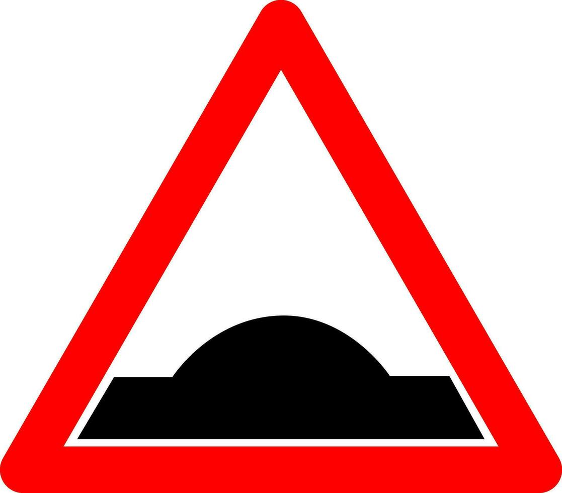 la vitesse bosse signe. avertissement signe rugosité sur le route. rouge Triangle signe avec silhouette tubercule à l'intérieur. avertir, sections route avec bosses. butte signe. vecteur