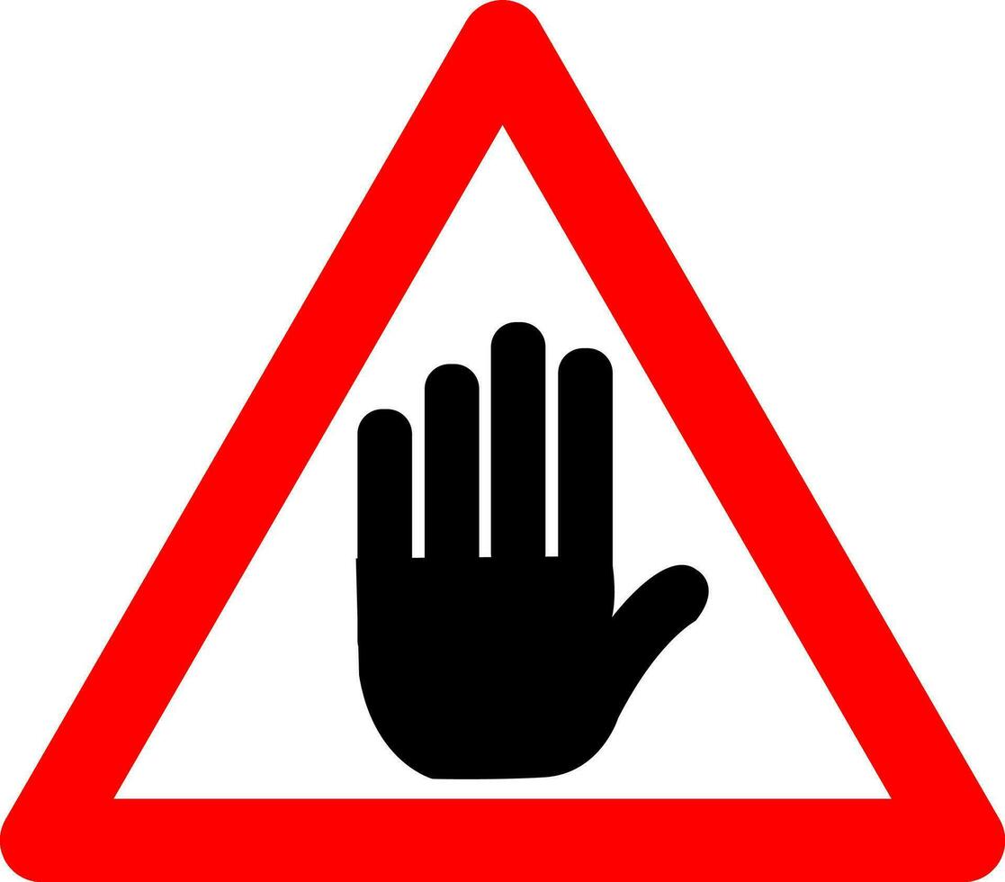 non entrée signe. avertissement signe interdit accès. rouge Triangle signe avec une silhouette de une Lodoni à l'intérieur. prudent ne pas touche. route signe. arrêt. signe interdit. vecteur