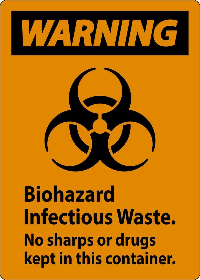 avertissement étiquette Danger biologique infectieux déchets, non tranchants ou drogues conservé dans cette récipient vecteur