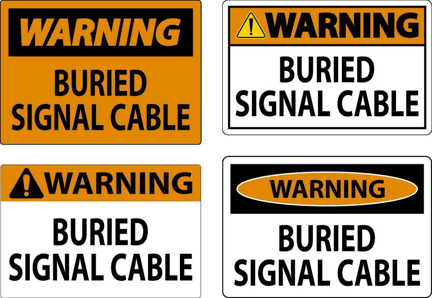 avertissement signe enterré signal câble sur blanc bacground vecteur