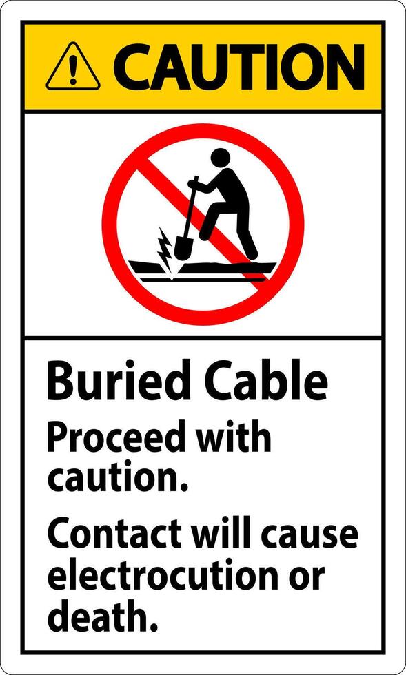 mise en garde signe enterré câble, procéder avec avertir, contact volonté cause électrocution ou décès vecteur