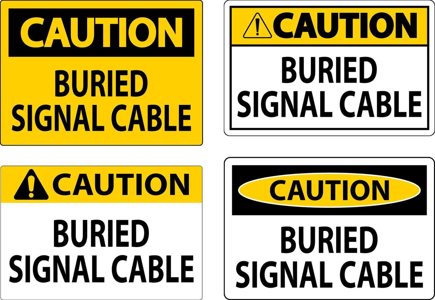 mise en garde signe enterré signal câble sur blanc bacground vecteur