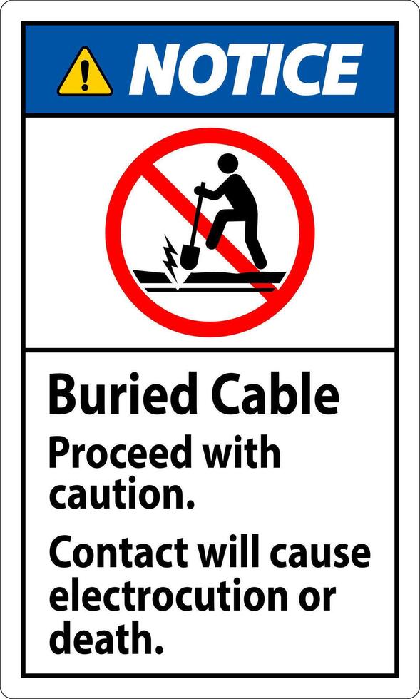 remarquer signe enterré câble, procéder avec avertir, contact volonté cause électrocution ou décès vecteur