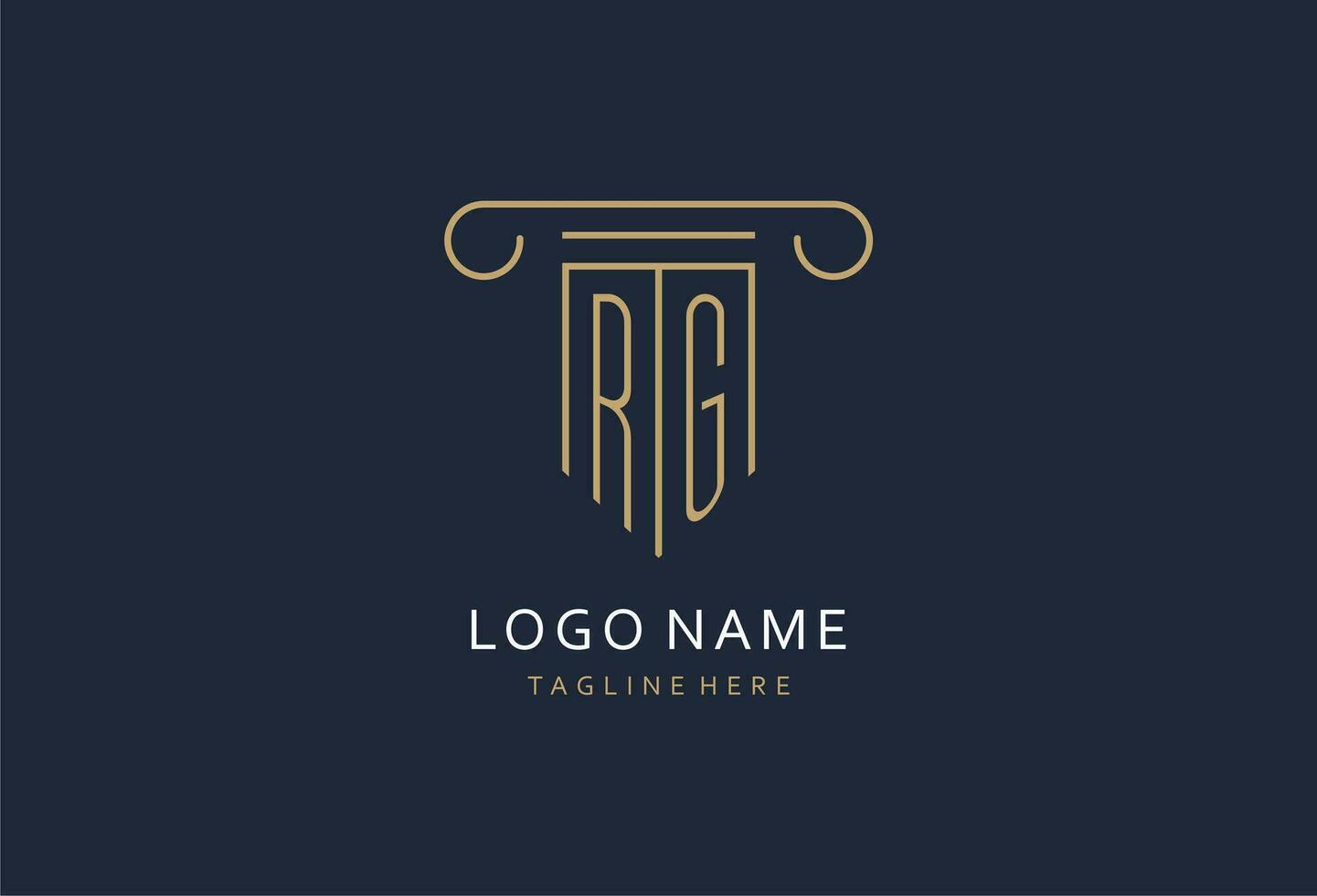 rg initiale avec pilier forme logo conception, Créatif monogramme logo conception pour loi raffermir vecteur