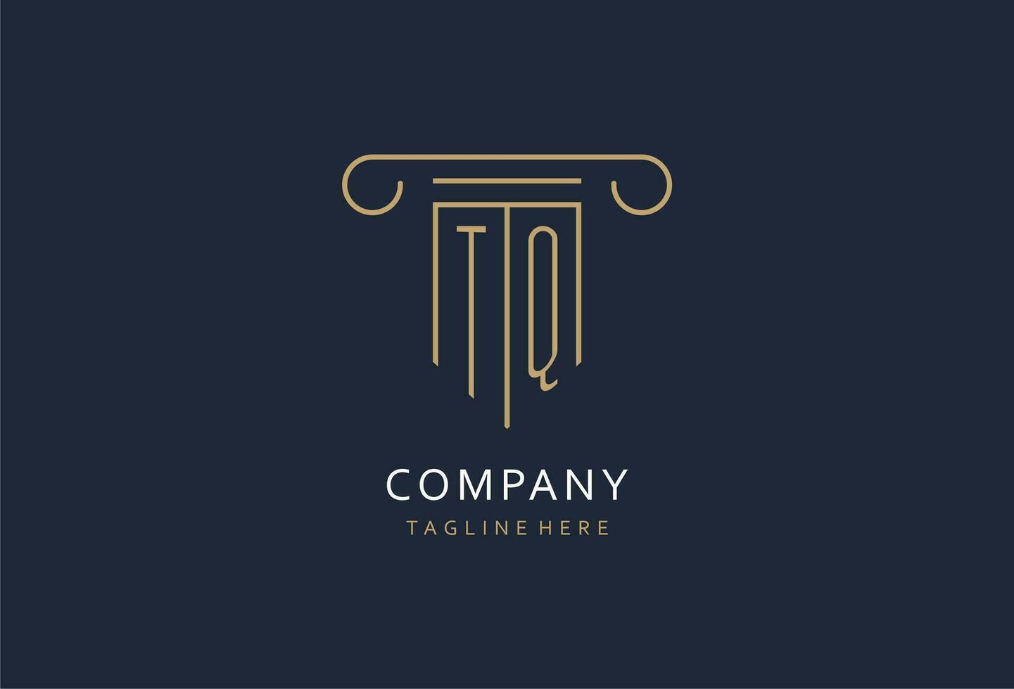 tq initiale avec pilier forme logo conception, Créatif monogramme logo conception pour loi raffermir vecteur