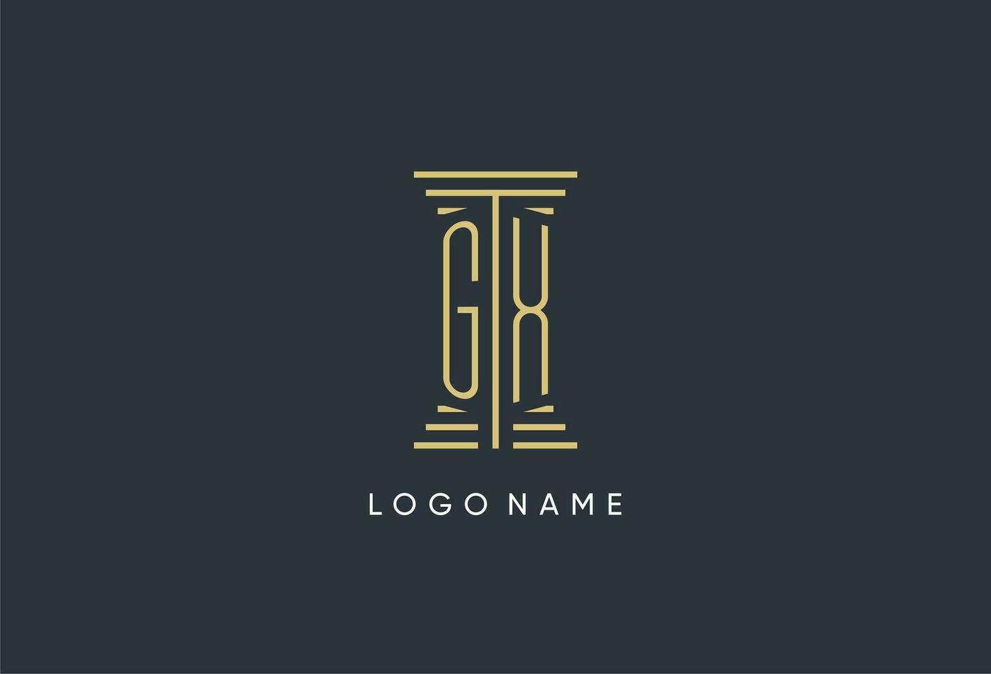 gx initiale monogramme avec pilier forme logo conception vecteur