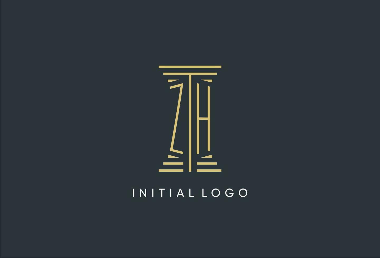 zh initiale monogramme avec pilier forme logo conception vecteur