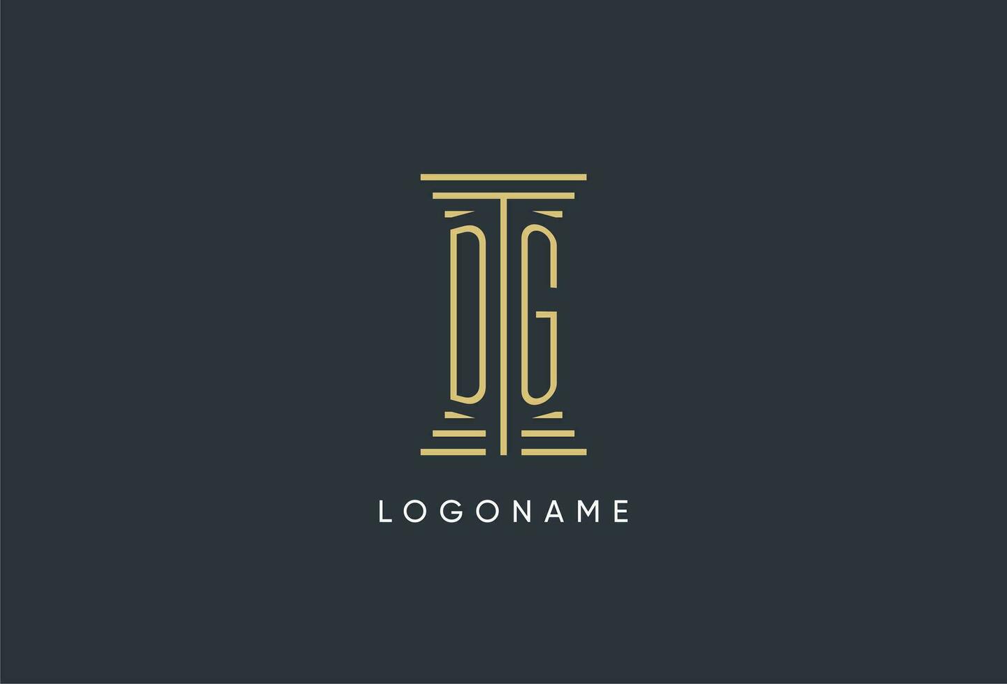 dg initiale monogramme avec pilier forme logo conception vecteur