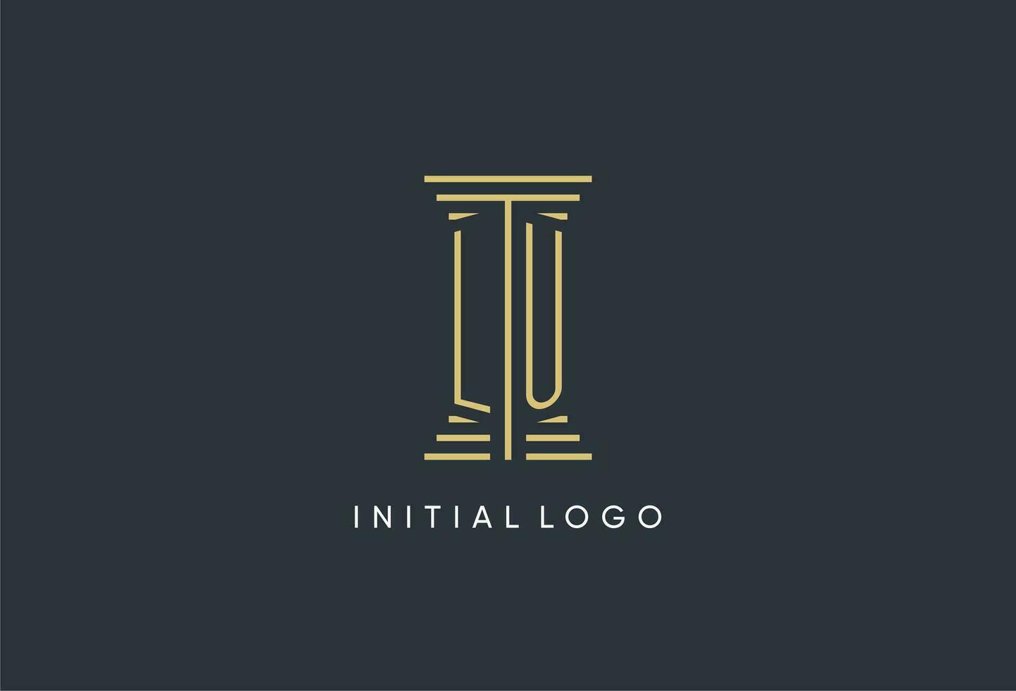 lu initiale monogramme avec pilier forme logo conception vecteur