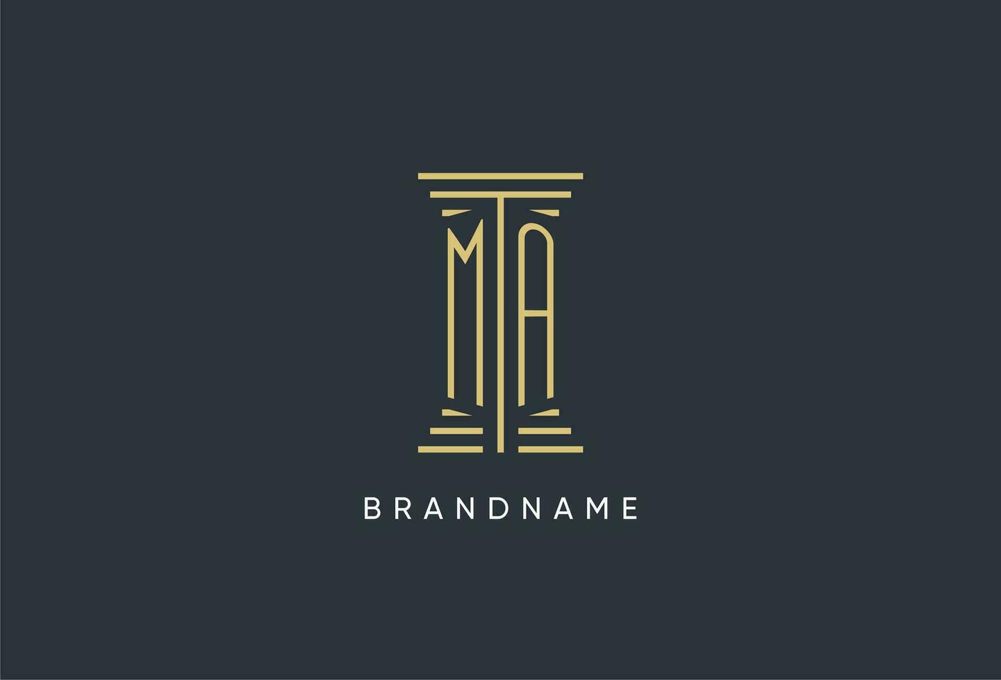 ma initiale monogramme avec pilier forme logo conception vecteur