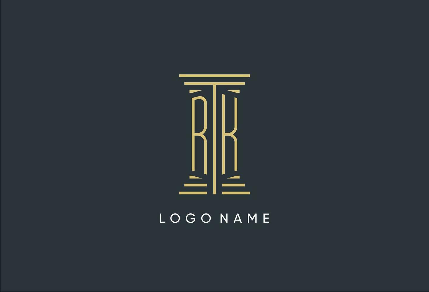 rk initiale monogramme avec pilier forme logo conception vecteur