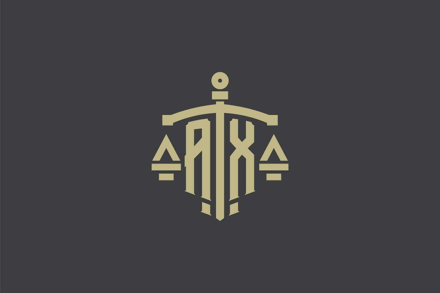 lettre hache logo pour loi Bureau et avocat avec Créatif échelle et épée icône conception vecteur
