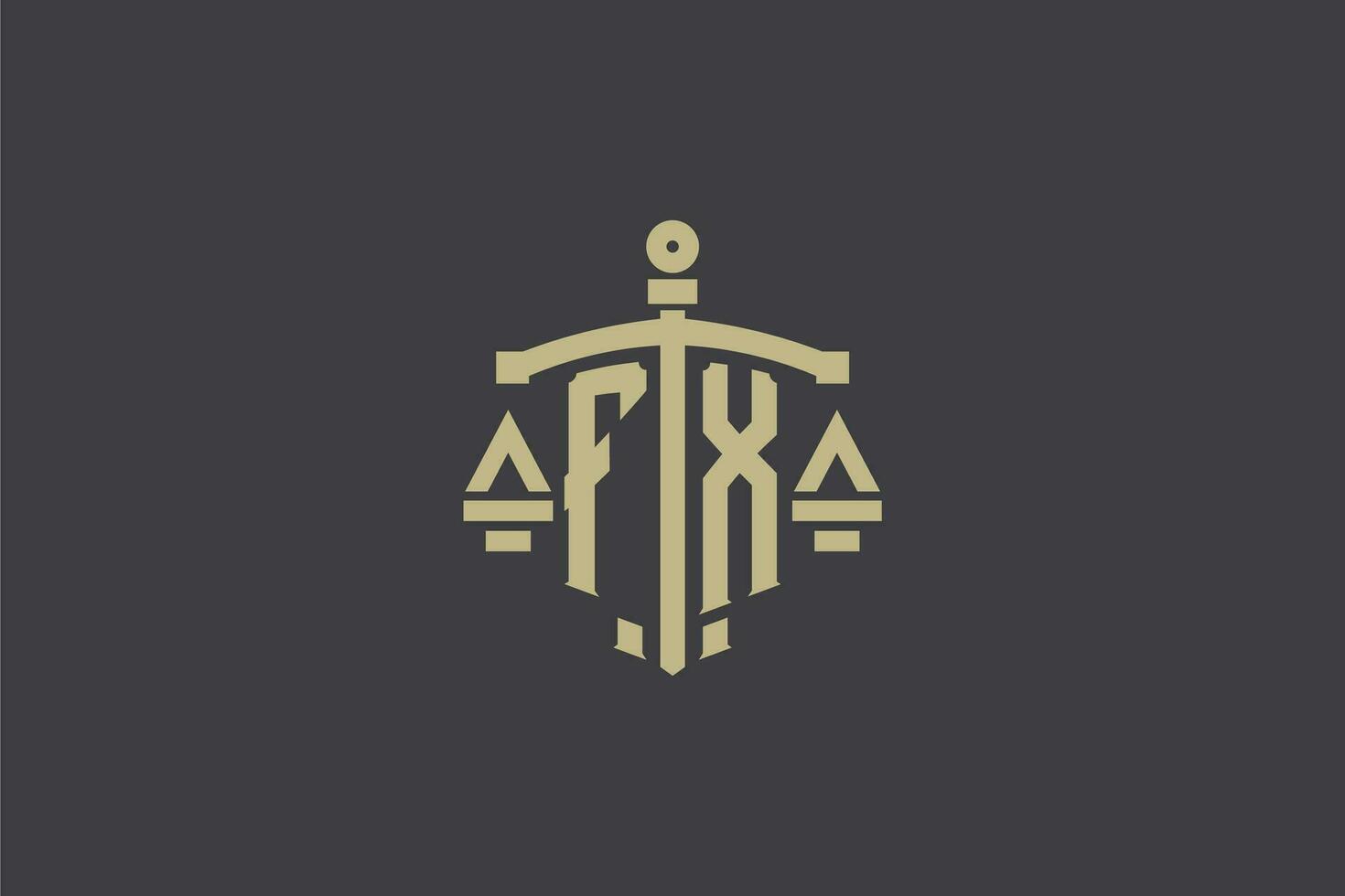 lettre fx logo pour loi Bureau et avocat avec Créatif échelle et épée icône conception vecteur