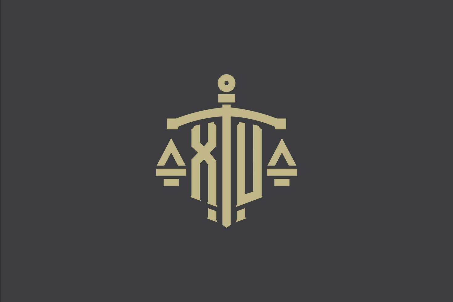 lettre xu logo pour loi Bureau et avocat avec Créatif échelle et épée icône conception vecteur