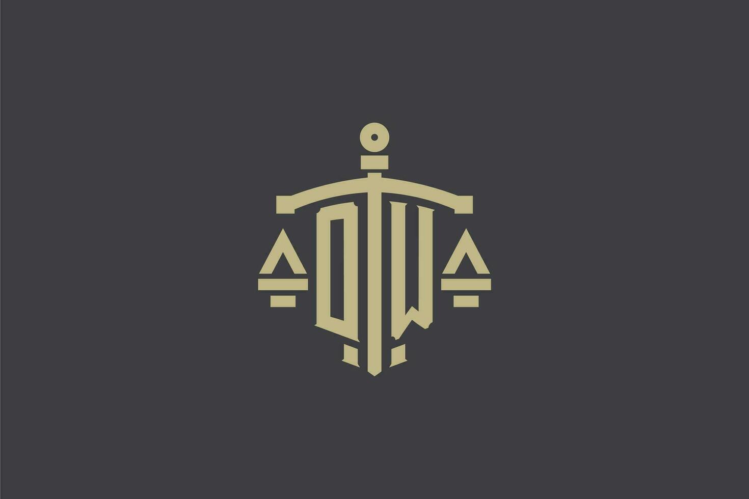 lettre ow logo pour loi Bureau et avocat avec Créatif échelle et épée icône conception vecteur