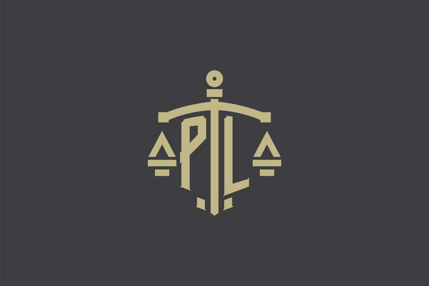 lettre PL logo pour loi Bureau et avocat avec Créatif échelle et épée icône conception vecteur