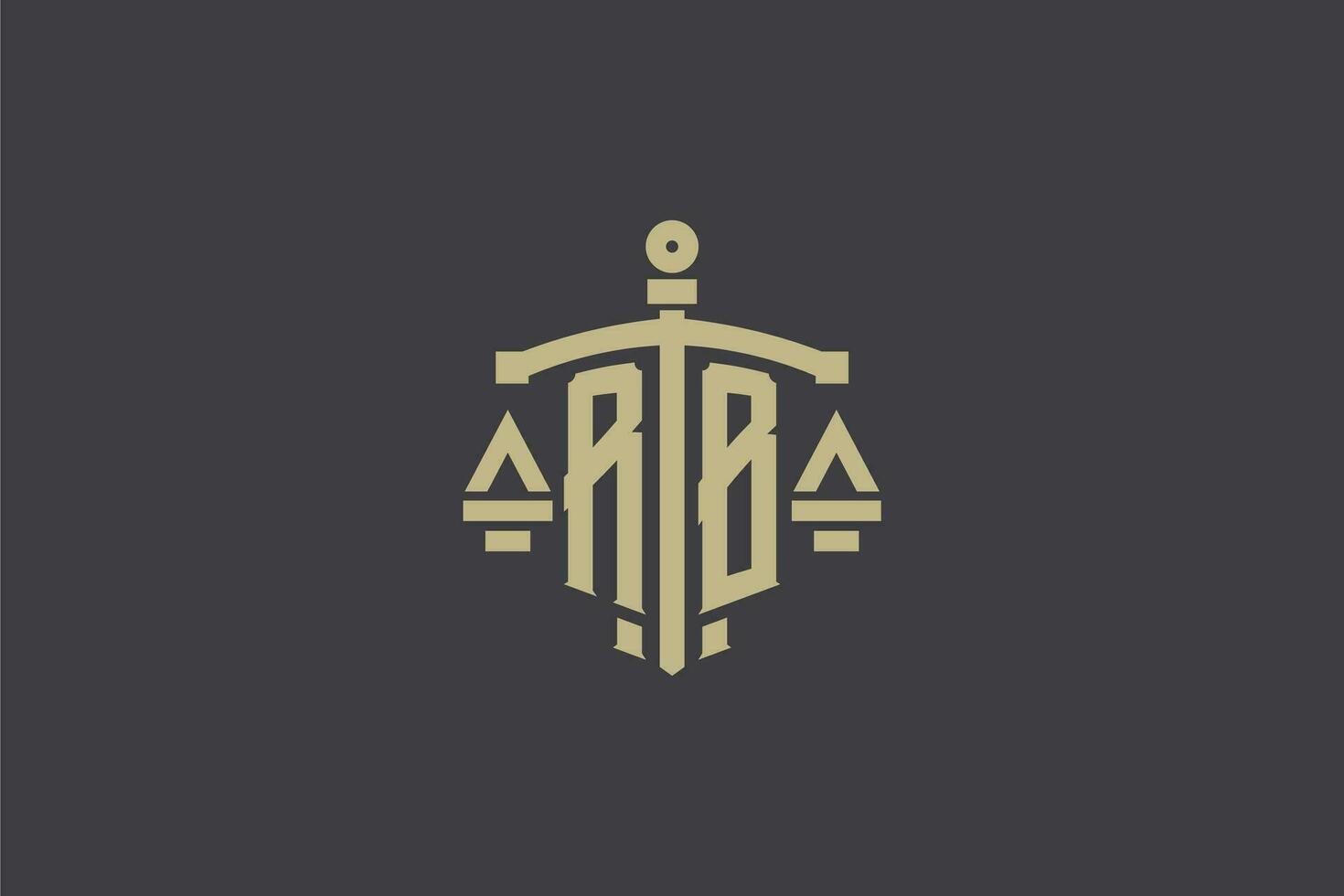 lettre rb logo pour loi Bureau et avocat avec Créatif échelle et épée icône conception vecteur