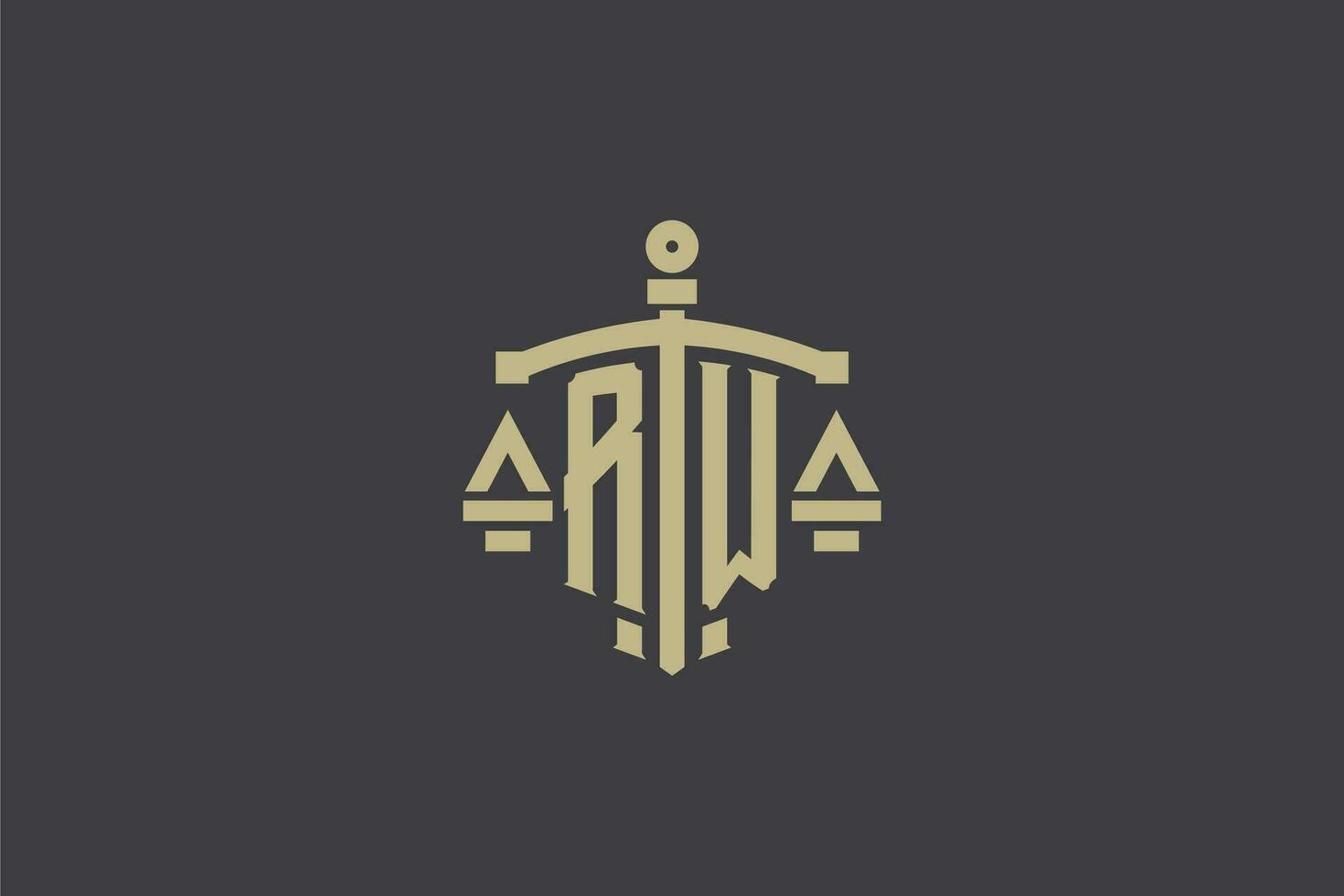 lettre rw logo pour loi Bureau et avocat avec Créatif échelle et épée icône conception vecteur