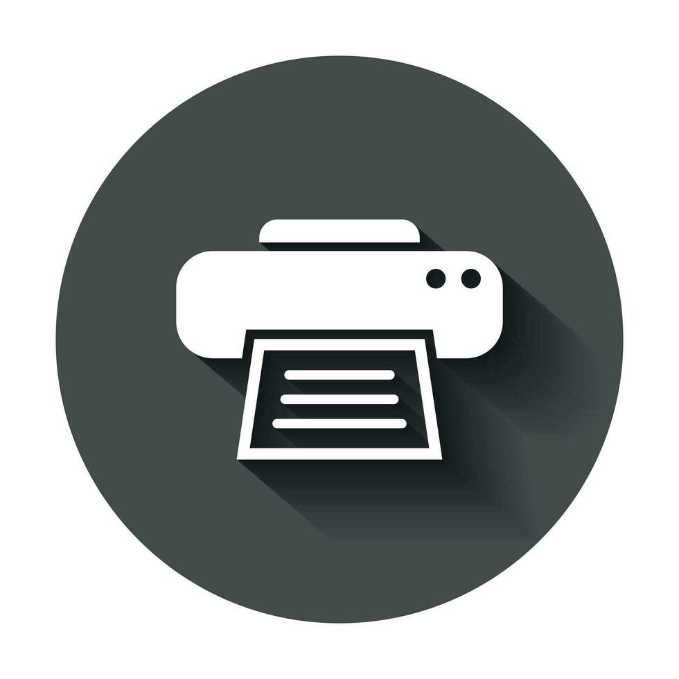 imprimante icône. vecteur illustration avec longue ombre. affaires concept document impression pictogramme.