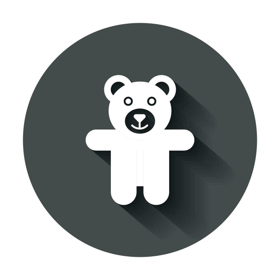 nounours ours peluche jouet icône. vecteur illustration avec longue ombre. affaires concept ours pictogramme.