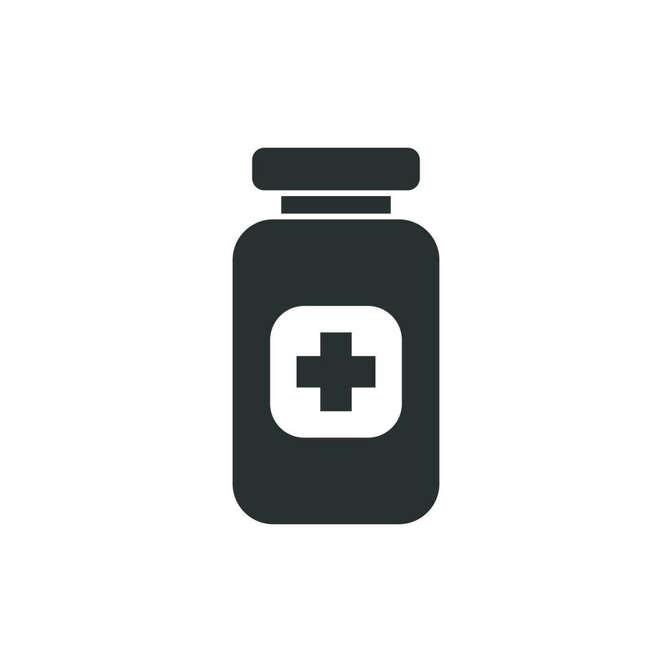 pilule vecteur icône dans plat style. tablette illustration sur blanc isolé Contexte. bouteille médical concept.