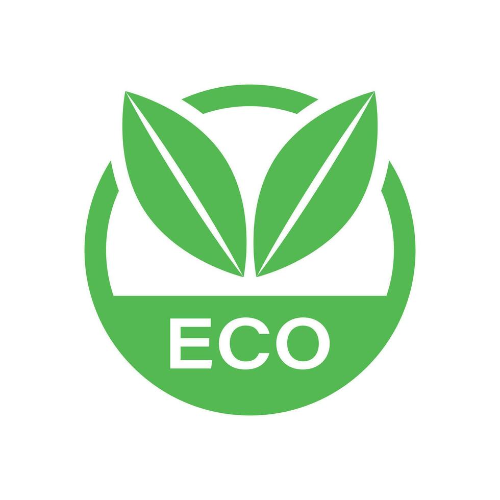 éco étiquette badge vecteur icône dans plat style. biologique produit timbre illustration sur blanc isolé Contexte. éco Naturel nourriture concept.
