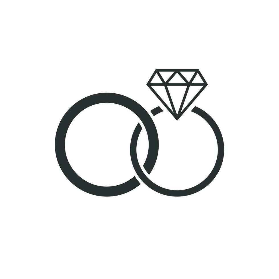 engagement bague avec diamant vecteur icône dans plat style. mariage bijoux bague illustration sur blanc isolé Contexte. romance relation concept.