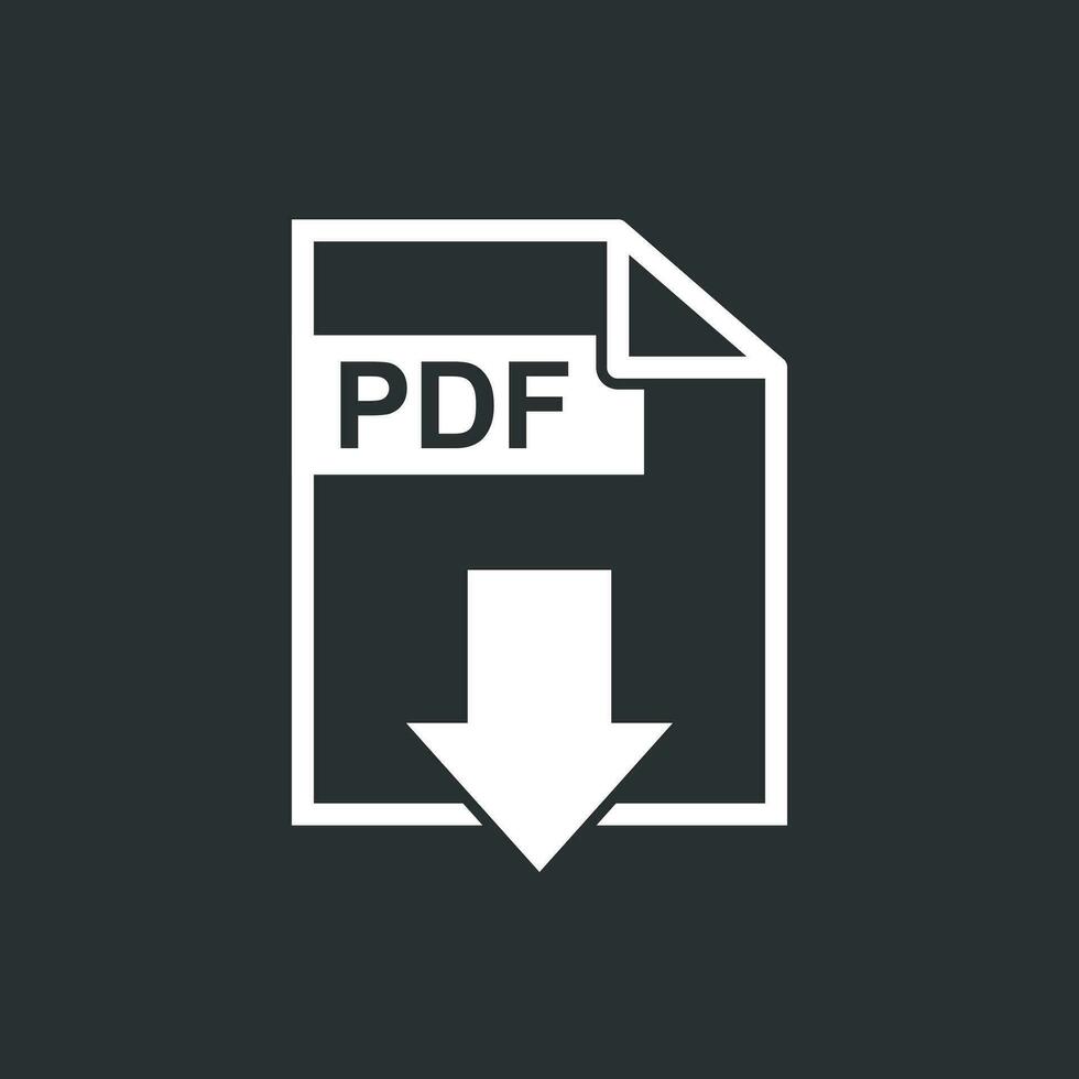 pdf Télécharger vecteur icône. Facile plat pictogramme pour entreprise, commercialisation, l'Internet concept. vecteur illustration sur noir Contexte.