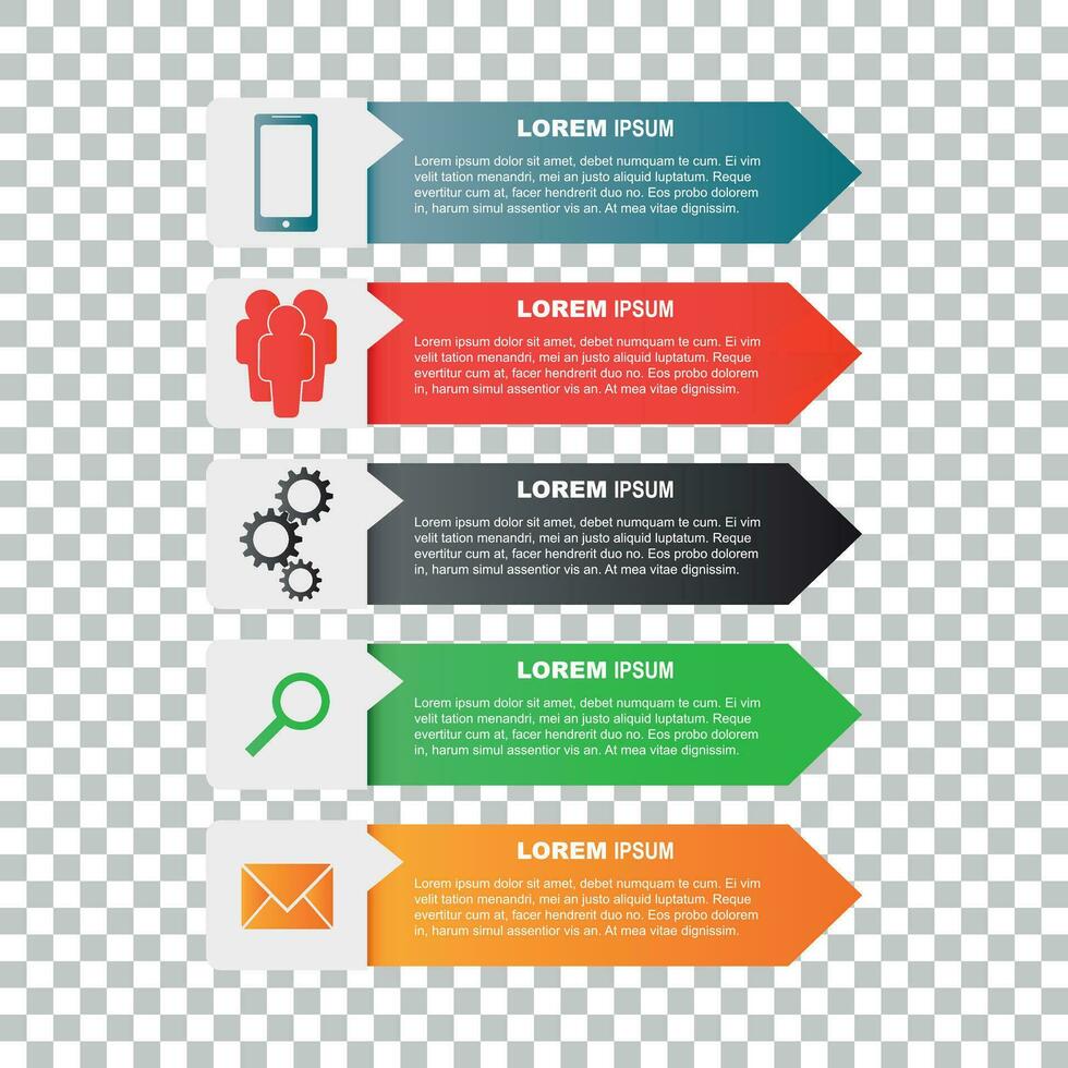 infographie modèles avec téléphone intelligent, personnes, engrenage, loupe et SMS message pour entreprise. Couleur plat vecteur illustration