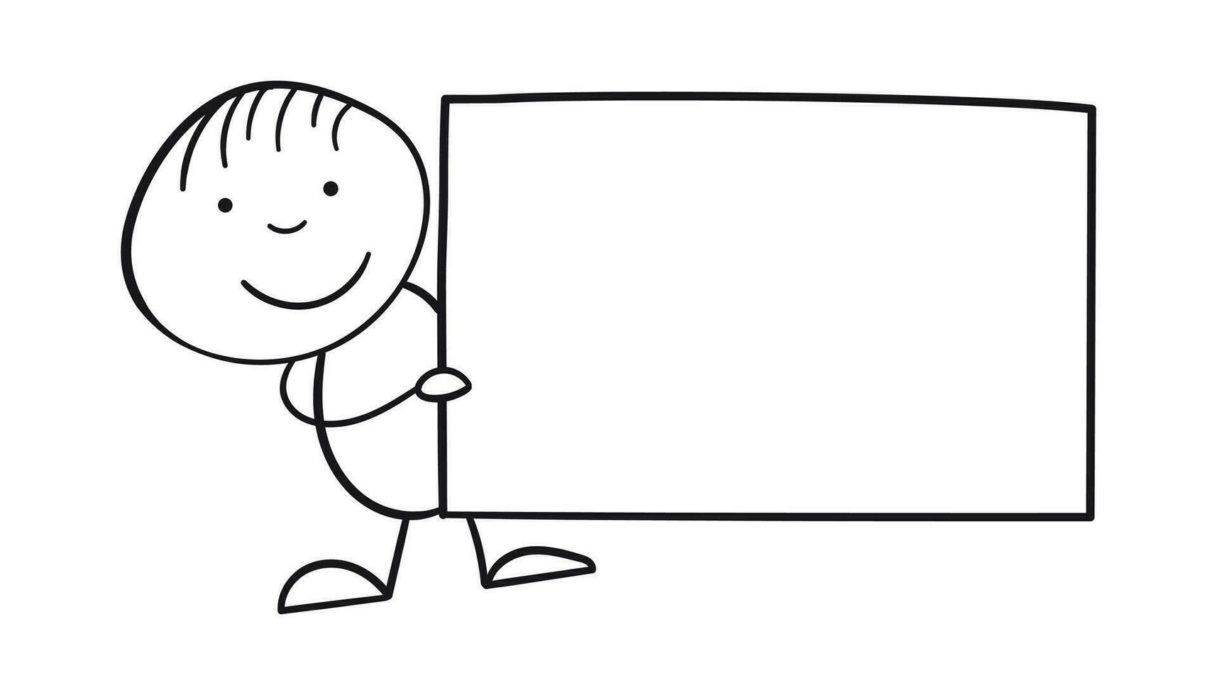 dessin animé enfant avec placard dans leur mains. vecteur illustration dans ligne style sur blanc Contexte.
