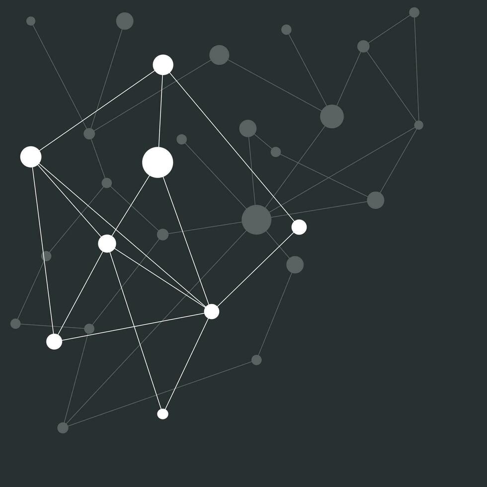 polygonal abstrait arrière-plan, La technologie conception. points et ligne vecteur illustration sur noir Contexte.