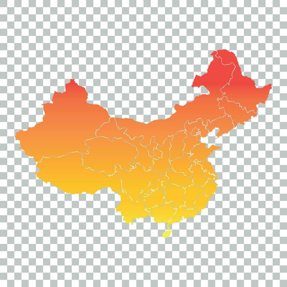 Chine carte. coloré Orange vecteur illustration sur isolé Contexte